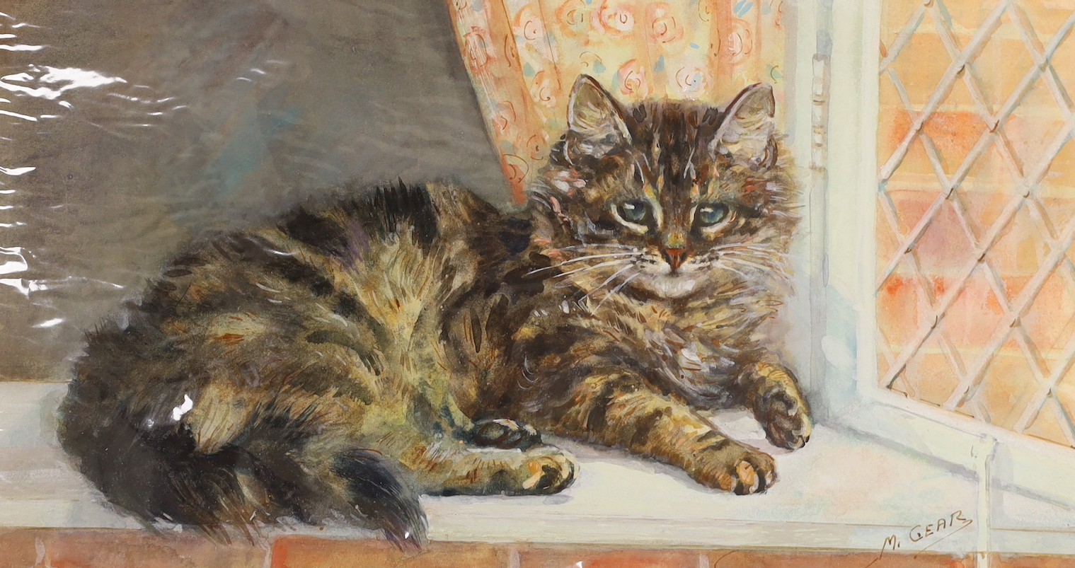 Mabel Gear (1900-1997), two watercolours, 'Four little travellers' and 'A place in the sun', signed, 16 x 17cm, unframed